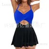 Women's Swimwear Swimsuit jumpsuit cross sexy deep V2024 new color matching strap conservative swimsuit T240222