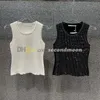 Tanques de cristal completo Top Mulheres U Neck Colete Designer Verão Sem Mangas Tops Sexy Malha Camisetas