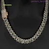 Kibo Iced Out 925 Pure Silver Moissanite Necklace Gra Vvs 15mm Two Tone Style Baguette and Round Cut Moissanite Cuban Link Chain