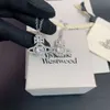 Planet Necklace Designer Necklace for Woman Vivienen Luxury Jewelry viviane westwood New Western Sparkling Diamond Necklace Same Double Sided Crystal Diamond Sat