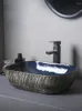 Robinets d'évier de salle de bains, lavabo de Table en céramique, lavabo carré ovale, petite taille, Art ménager
