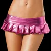 Jupes Skorts femmes chaud Sexy Latex costume pôle danse Clubwear en cuir verni Micro Mini ensemble discothèque YQ240223