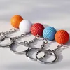 Keychains 180st Sports Metal Keychain Car Auto Key Chain Ring Wholesale Football Basketball Golf Ball Pendant Keyring