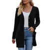 Women's Knits Waffle Knit Cardigan Elegant Knitted Winter Coat With Soft Pockets Anti-pilling Warmth Stylish Single-breasted For Fall