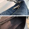 Sacs à bandoulière Denim tissu femmes sacs à main souples chaîne sangle solide épaule sac à bandoulière mode luxe femme petit fourre-tout sacs pochette bourseH24223