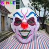 grossistklubbfest Använd hängande belysning Uppblåsbar clownhuvud 5m tryck Uppdragbara skelett ansikte rolig konsert för Halloween -dekoration