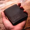 Mężczyźni portfele vintage krowa oryginalna skórzana portfel mężczyzna ręcznie robiony niestandardowy dolara torebka monety krótki portfel Pracownik Prezent12930