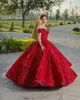 Glitter paljett quinceanera klänningar prom maskerad klänning från axel prinsessan flicka lång söt fast färg röd svart 328 328