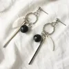 Boucles d'oreilles à la mode pour femmes, Texture de pompon, perles, coquille, longue pierre noire et blanche, Bijoux d'oreille, vente en gros