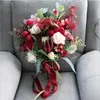 Wedding Flowers Vintage Artificial Flower Beautiful Handmade Decorative Rose Bride Satin Bouquet Table Center