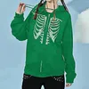 Women's Hoodies Zip Up Rhinestone Skeleton Hoodie Gothic Style Print Hooded Sweatshirt Grunge Punk Jackets Y2k Clothes