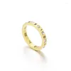 Cluster Anéis Simples Mini Numerais Romanos Zircão Mulheres Cor Dourada Bandas de Casamento de Aço Inoxidável para FashionJewelry Coreano