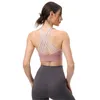Camicie attive AI Yoga Supporto per cintura incrociata Reggiseno sportivo con logo Imbottitura rimovibile Canotta da allenamento per donna Indossare tuta fitness