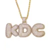 Collane con ciondolo con lettere con nome personalizzato per collana da uomo con zirconi cubici hip-hop Catena in argento dorato261a