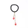 Hårklipp 1 st vintage Tassel Elastic Ties Ginkgo Petal Cute Style Hanging Bands for Women Luxury Jewelry Gift Wholesale