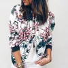 Women's Jackets VOLALO Print Bomber Jacket Women Flowers Zipper Up Retro Coat Spring 2024 Summer Long Sleeve Basic Short Biker Female