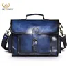 Men äkta läderdesigner Business Portcase 13 Laptop Document Case Vintage Commerciia Attache Portfolio Crossbody Bag 202286