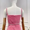 Casual Dresses Pink Mini Dress For Women Sleeveless With Bow Belt Strappy Party Spring Summer High Quality 2024