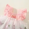 Robes de fille Vêtements pour enfants Été Style coréen Fleur Fête Mesh Puffy Bébé Fille Robes Sans Manches Respirant Enfant En Bas Âge Enfants CostumeL2402