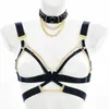 Bras Sets Women Crop Top Harness Bra Body Chain Neck Ring Bondage Sexy Lingerie Suspenders Halloween Elastic Goth