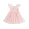 Vestidos de menina bebê criança meninas princesa vestido de tule manga voadora gola redonda estampa de bolinhas suíças