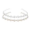 Hårklämmor Vågformade pannband Imitation Pearl Metal Hoop Smycken för kvinnor Enkla kristalltiaras äktenskap bröllopstillbehör