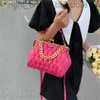 Элегантная женская сумка через плечо, брендовый дизайн, сумка-слинг с толстой цепочкой, складная сумка для ужина из искусственной кожи, женский кошелек для телефона, синий, розовый W294j