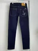 Herren-Jeans, Designer-Luxusmarke, kleines Bein, elastische Trend-Caprihose, Slim-Fit-Hose, schmale Passform, dick bestickte blaue schwarze Hose