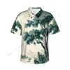 Camisas casuais masculinas camisa tema pastoral toile manga curta tops lapela verão