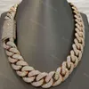 Hip Hop Jewelry Link Pass Diamond Tester Sier Mossinate 15Mm 4Rows Rose Gold Miami Cuban Chain