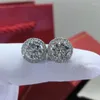 Kolczyki na stadninie Silver 925 Oryginalny test diamentów miną okrągły genialny cięcie ogółem 4 karatowy kolor moissanit dla kobiet klejnot każerski 297r