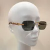 Óculos de sol sem aro de madeira prateada estilo vintage masculino tons Sonnenbrille Sunnies Gafas de sol UV400 com caixa