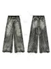 Y2K Streetwear Punk Hip Hop Jeans West Workwear Ripped Rap Style Loose Wash Plus Size Clothing Men Mopping Pants 240222