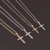 Collier croix Jésus en acier inoxydable incrusté de zircon blanc ne se décolore pas, bijoux