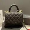 2022p Collection France Womens Mini Bag Quilted Caviar Leather Bags Calfskin Genuine Leather Gold Metal Hardware Matelasse Chain S293u