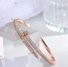 luxury jewelry bangle nail bracelet titanium steel micro-inlaid zircon gift from European and American fashion lady designers high-quality bracelet with box