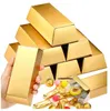 Gold Bars Gift Box Pirate Theme Golden Foil Treasure Brick Paper Boxes Chocolate Candy Packaging Box Kids Birthday Decor