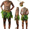 Pistolety 3PCS Moana Maui Tattoo T Shirt+Pants Halloween dla dorosłych męskie kostium cosplay zabawne stroje Halloween