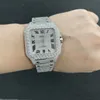 2022 Роскошные квадратные часы Iced Out Diamond с муассанитом, мужские наручные механические часы с бриллиантами на свидание