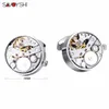 Savoyshi Mechanical Watch Movement Cufflinks for Mens Shirt Cuff Cuff Cuff Watch Mechanism Brand Cuff Links Designer Jewelry 240219