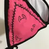 Traje de baño para mujer, bikini de verano, diseño de marca, estampado de letras, cuello colgante, ropa interior triangular, conjunto de traje de baño dividido