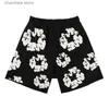 Heren Shorts Heren Shorts Designer Bloemen Grafisch Harajuku Oversized Shorts Vrouw Casual Print Streetwear Korte Broek T240223