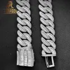 Chunky 32Mm Baguette VVS Moissanite Sterling Sier Cuban Link Chain Necklace