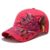 Ball Caps Butterfly Embroidered Baseball Cap 2024 Spring Summer Women Casual Snapback Butterflies Flower Print Outdoor Sun Hats