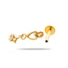 Studörhängen 1pc G23 Titanium Piercing CZ Lip Labre Pendant Ring Tragus Spiral Brosk Pierc Body Jewelry for Women