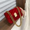 Velvet small square bag women's mini retro style shoulder bag metal chain irregular shaped buckle clutch bags square cross-body pu gSsZ