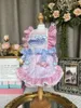 Roupas de cachorro rosa lolita roupas para animais de estimação bonito cartton impressão doce arco vestido de princesa para cães pequenos médios chihuahua yorkshrie roupas de cachorro