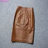 Skirts Skorts Women Harajuku High Waist Professional OL Slim Temperament Sheepskin Rock Damen Genuine Leather Wrap Hip Fork Skinny Maxi Skirt YQ240223