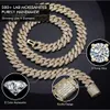 15-20Mm Custom VVS Moissanite Grote Hip Hop Heren Rapper Diamanten Hanger Ketting Set Dubbele Rij Cubaanse Link chain