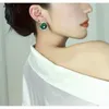 Dangle Earrings Brazilian Artificial Chrysoprase Safe Jade Hand Inlaid Zircon Women's Ear-Stud